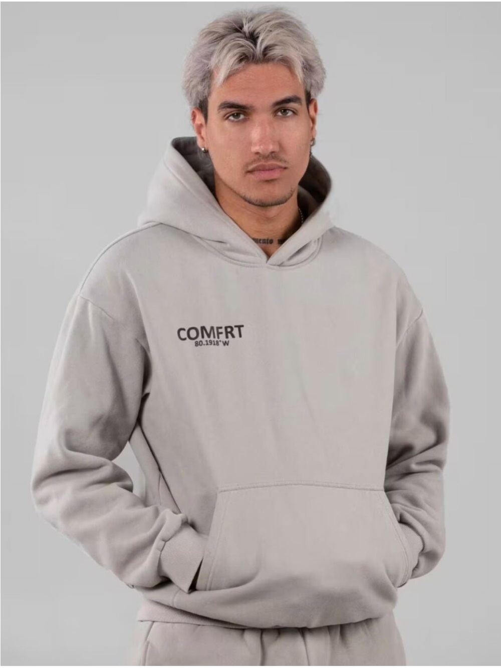 COMFRT Coordinate Hoodie Size Medium in Stone Unisex Oversized Heavyweight - Picture 2 of 12